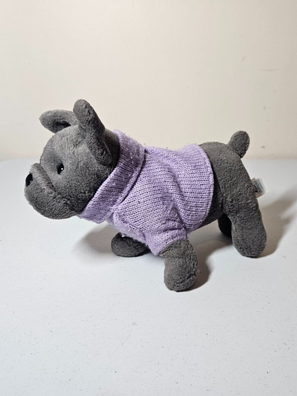 Jellycat French Bulldog Purple Sweater Size 7.5 Stuffed Plush RARE Retired HTF